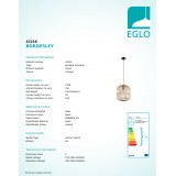 EGLO 43216 | Bordesley Eglo függeszték lámpa 1x E27 fekete, fa., natúr