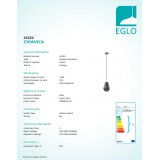 EGLO 43222 | Chiavica Eglo függeszték lámpa 1x E27 fekete nikkel