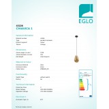 EGLO 43226 | Chiavica Eglo függeszték lámpa 1x E27 sárgaréz