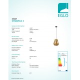EGLO 43227 | Chiavica Eglo függeszték lámpa 1x E27 sárgaréz