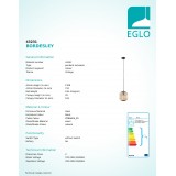 EGLO 43231 | Bordesley Eglo függeszték lámpa 1x E27 fekete, fa., natúr