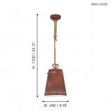 EGLO 43404 | Meopham Eglo függeszték lámpa 1x E27 rozsdabarna, krémszín