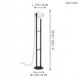 EGLO 43429 | Hornwood-1 Eglo álló lámpa 139,5cm vezeték kapcsoló elforgatható alkatrészek 1x E27 fekete, fehér