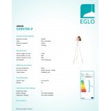 EGLO 49039 | Chester Eglo álló lámpa 149,5cm húzókapcsoló elforgatható alkatrészek 1x E27 pasztell sárgabarack, vörösréz