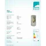 EGLO 49111 | Lynton Eglo asztali lámpa 27cm vezeték kapcsoló 1x E27 szürke