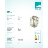 EGLO 49134 | Hagley Eglo asztali lámpa 30,5cm vezeték kapcsoló 1x E27 antik, natúr