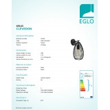 EGLO 49143 | Clevedon Eglo falikar lámpa 1x E27 fekete