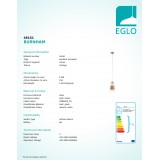 EGLO 49151 | Burnham Eglo függeszték lámpa 1x E27 matt nikkel, natúr, fehér