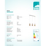 EGLO 49152 | Burnham Eglo függeszték lámpa 3x E27 matt nikkel, natúr, fehér