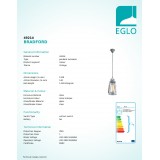 EGLO 49214 | Bradford Eglo függeszték lámpa 1x E27 antikolt ezüst, áttetsző, natúr