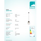 EGLO 49219 | Bampton Eglo függeszték lámpa 1x E27 antikolt barna, fekete