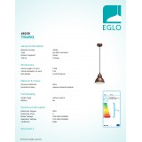 EGLO 49235 | Truro Eglo függeszték lámpa 1x E27 antik vörösréz, fehér