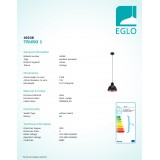 EGLO 49238 | Truro-1 Eglo függeszték lámpa 1x E27 fekete, vörösréz