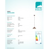 EGLO 49243 | Auckland Eglo függeszték lámpa 1x E27 antik vörösréz, fehér