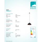 EGLO 49247 | Truro-2 Eglo függeszték lámpa 1x E27 fekete, vörösréz