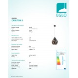 EGLO 49254 | Carlton-1 Eglo függeszték lámpa 1x E27 fekete, vörösréz