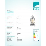 EGLO 49284 | Bradford Eglo asztali lámpa 33cm vezeték kapcsoló 1x E27 antikolt ezüst, áttetsző, natúr