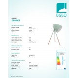 EGLO 49337 | Dundee Eglo asztali lámpa 44cm vezeték kapcsoló elforgatható alkatrészek 1x E27 menta, vörösréz, fehér