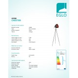 EGLO 49386 | Chester Eglo álló lámpa 149,5cm húzókapcsoló elforgatható alkatrészek 1x E27 fekete, vörösréz