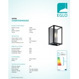 EGLO 49394 | Charterhouse Eglo fali lámpa 1x E27 fekete, áttetsző