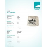 EGLO 49442 | Vintage-1+1 Eglo ernyő lámpabúra E14 / E27 drapp, szürke
