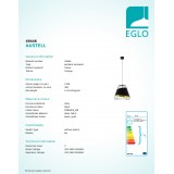EGLO 49446 | Austell Eglo függeszték lámpa 1x E27 fekete, arany