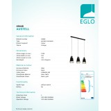 EGLO 49448 | Austell Eglo függeszték lámpa 3x E27 fekete, arany