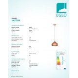 EGLO 49449 | Hapton Eglo függeszték lámpa 1x E27 vörösréz