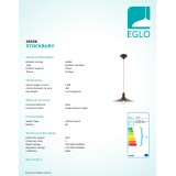 EGLO 49456 | Stockbury Eglo függeszték lámpa 1x E27 antikolt barna, bézs