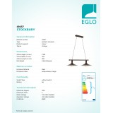 EGLO 49457 | Stockbury Eglo függeszték lámpa 2x E27 antikolt barna, bézs