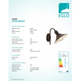 EGLO 49458 | Stockbury Eglo falikar lámpa 1x E27 antikolt barna, bézs