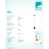 EGLO 49464 | Priddy Eglo függeszték lámpa 1x E27 fekete, fehér