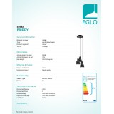EGLO 49465 | Priddy Eglo függeszték lámpa 3x E27 fekete, fehér