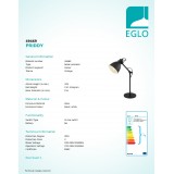 EGLO 49469 | Priddy Eglo asztali lámpa 42,5cm vezeték kapcsoló elforgatható alkatrészek 1x E27 fekete, fehér