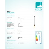 EGLO 49473 | Littleton Eglo függeszték lámpa 1x E27 fekete, barna, fa.
