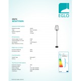 EGLO 49474 | Newtown Eglo álló lámpa 159,5cm taposókapcsoló 1x E27 fekete