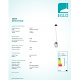 EGLO 49477 | Newtown Eglo függeszték lámpa 1x E27 fekete