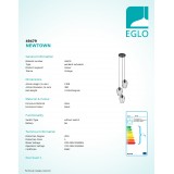 EGLO 49479 | Newtown Eglo függeszték lámpa 3x E27 fekete