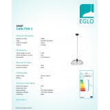 EGLO 49487 | Carlton Eglo függeszték lámpa 1x E27 fekete