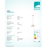 EGLO 49488 | Carlton Eglo függeszték lámpa 1x E27 vörösréz, fekete