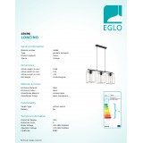 EGLO 49496 | Loncino Eglo függeszték lámpa 3x E27 fekete, füst