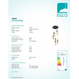 EGLO 49549 | Littleton Eglo függeszték lámpa 6x E27 fekete, barna, fa.