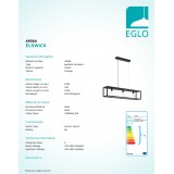 EGLO 49564 | Elswick Eglo függeszték lámpa 3x E27 fekete