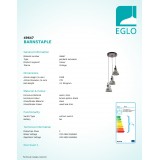 EGLO 49647 | Barnstaple Eglo függeszték lámpa 3x E27 antikolt barna, fekete, antikolt cink