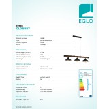 EGLO 49685 | Oldbury Eglo függeszték lámpa 3x E27 fekete, antikolt barna