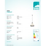 EGLO 49694 | Findlay Eglo függeszték lámpa 6x E27 fekete, natúr