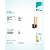 EGLO 49698 | Littleton Eglo falikar lámpa 1x E27 fekete, barna, fa.