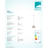 EGLO 49717 | Talbot-2 Eglo függeszték lámpa 1x E27 antikolt fehér