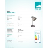 EGLO 49718 | Barnstaple Eglo asztali lámpa 40cm vezeték kapcsoló elforgatható alkatrészek 1x E27 antikolt barna, fekete, antikolt cink