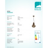 EGLO 49724 | Kinross Eglo függeszték lámpa 1x E27 fekete, barna, fa.